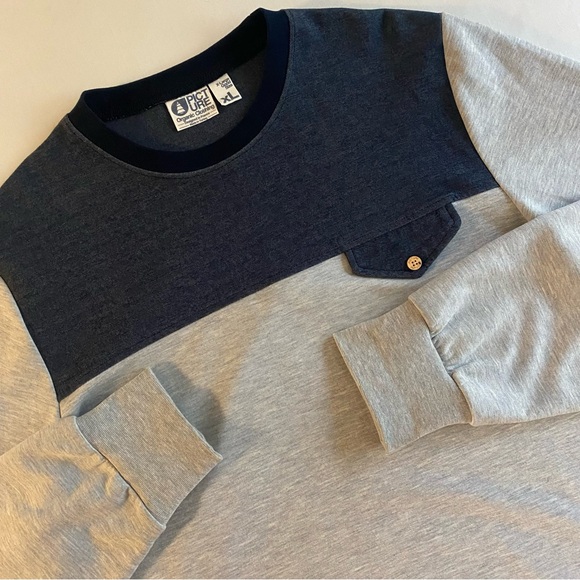 Picture Organic Clothing Sweatshirt Mens L Faux Pocket Crewneck Pullover Fleece - Picture 1 of 11